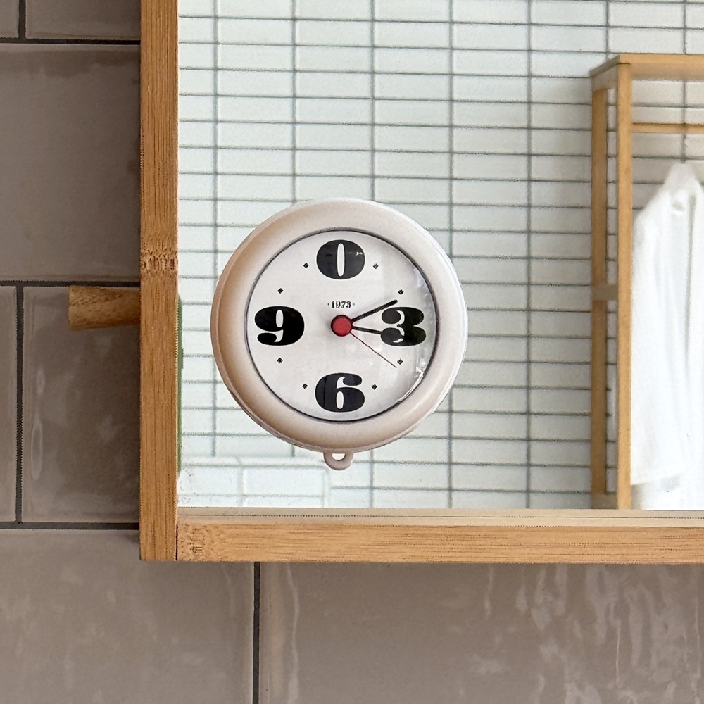 글래스 크로노 클락 방수 욕실시계 흡착식 무소음 벽시계