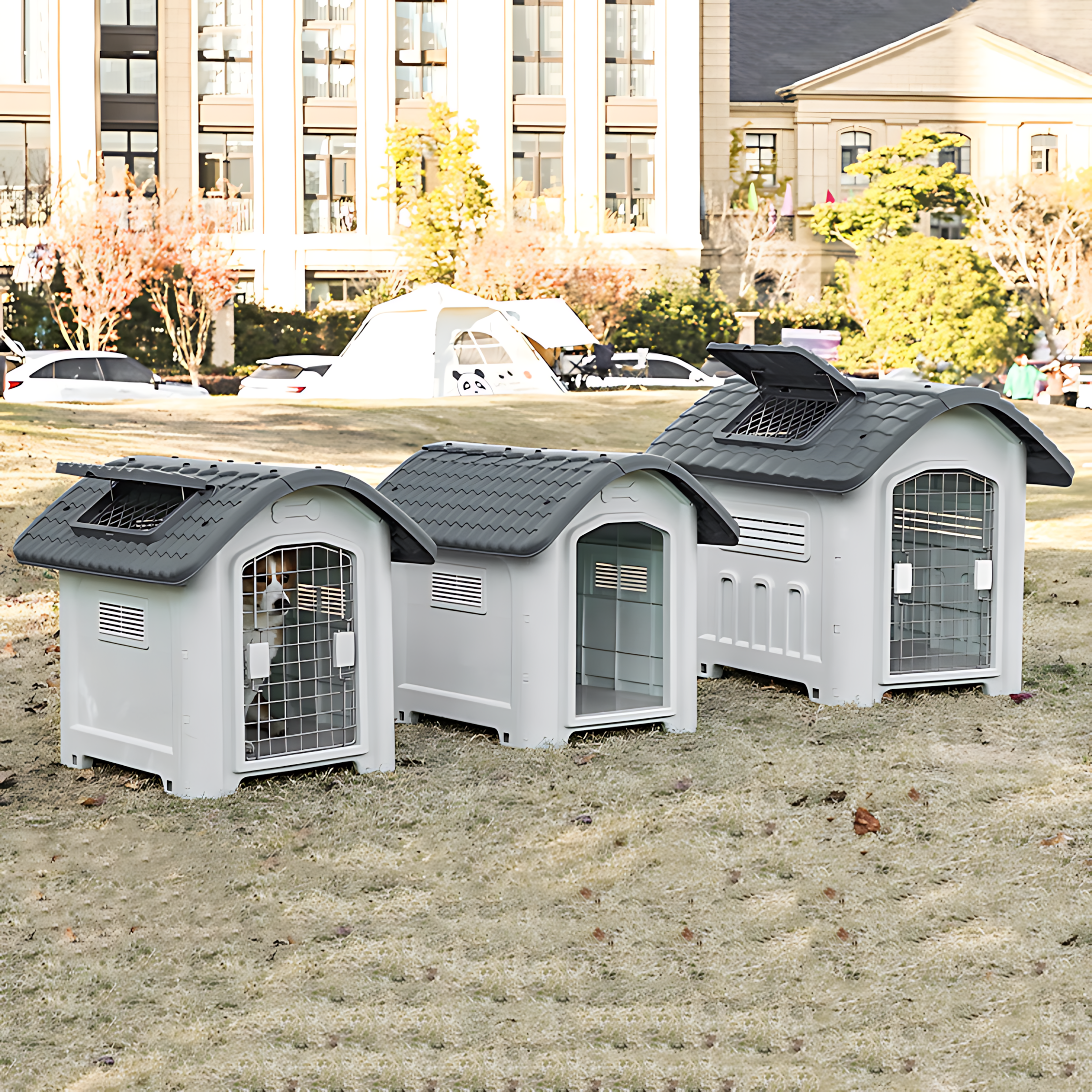 야외 강아지 애견하우스 개집 실외용 방수 세이프하우스 에메랄드그레이