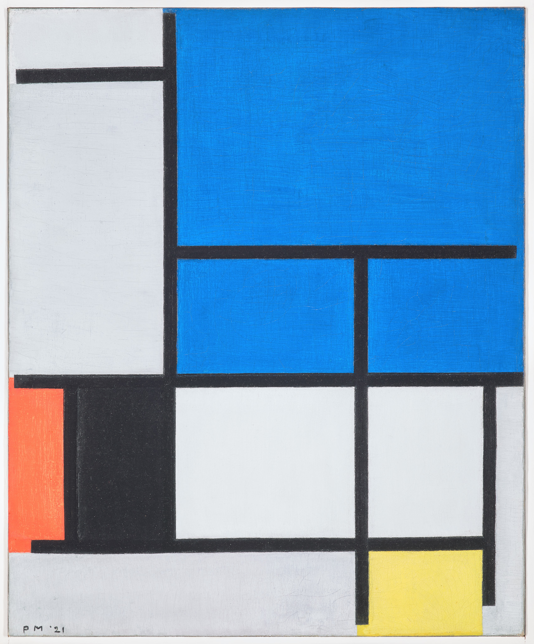 Composition with Large Blue Plane, Red, Black, Yellow, and Gray 캔버스액자 몬드리앙 - 상품 이미지