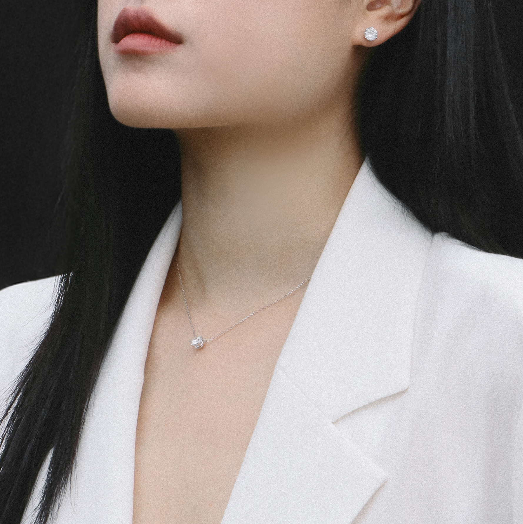 랩그로운다이아 14k 화이트골드 다이아몬드 목걸이 - 메인 이미지