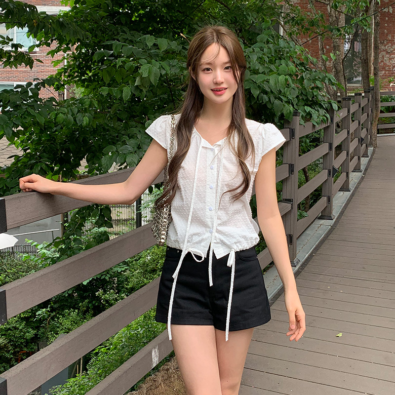 뮤엘라 페미닌 리본 퍼프 캡 블라우스 bs8306 - 상세 이미지 2