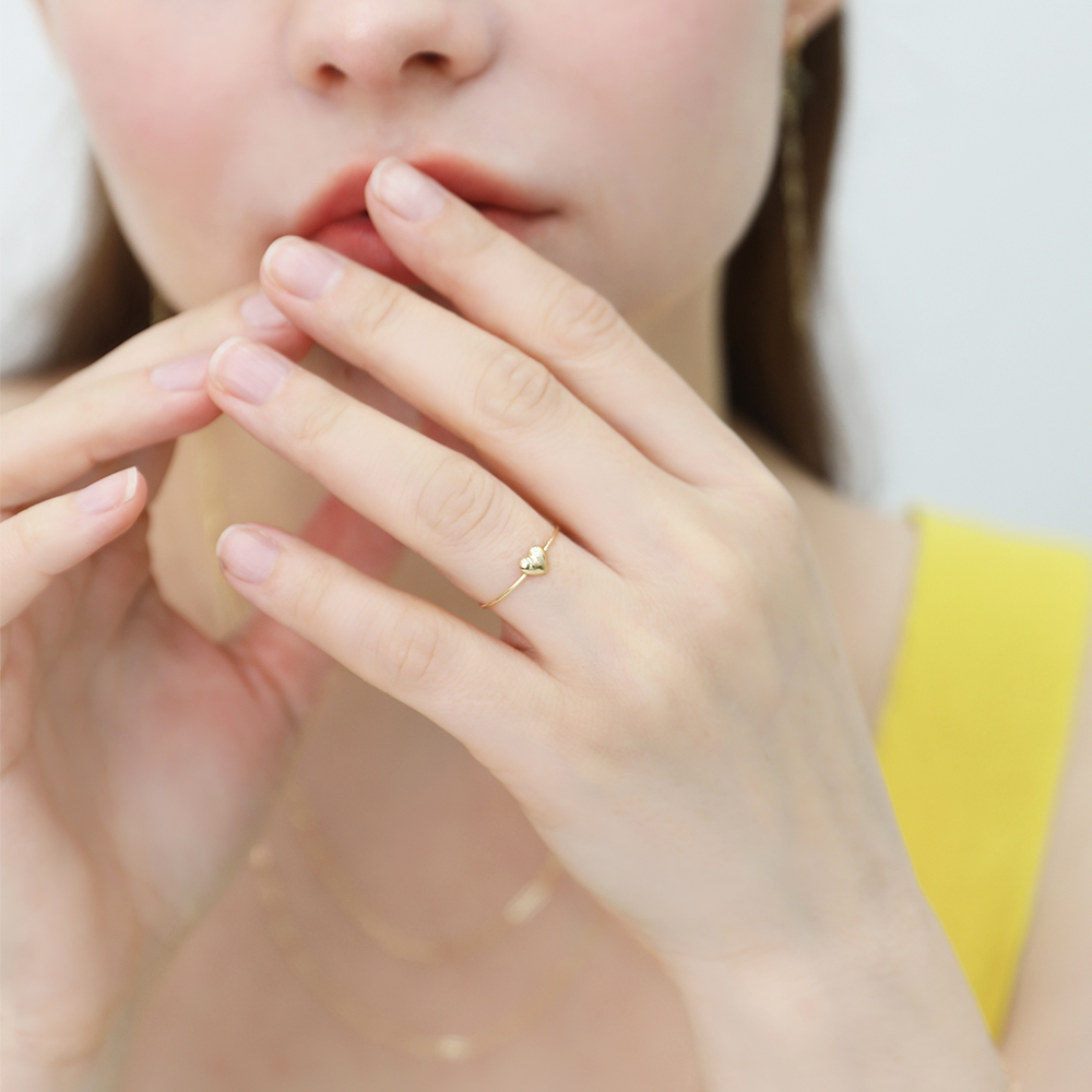 14k 금반지 하트 실반지 커플 우정링 애끼 반지 레이어드 이미지 6