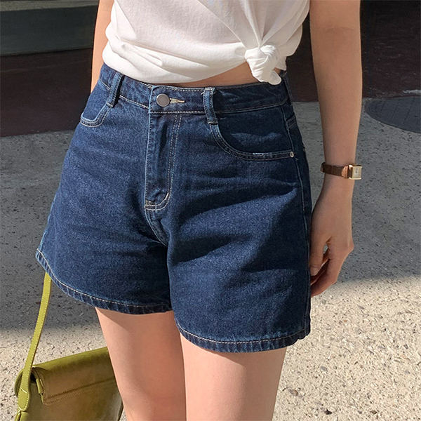 모엘 썸머 쿨 하이웨스트 세미 A라인핏 데님 반바지 ps5187