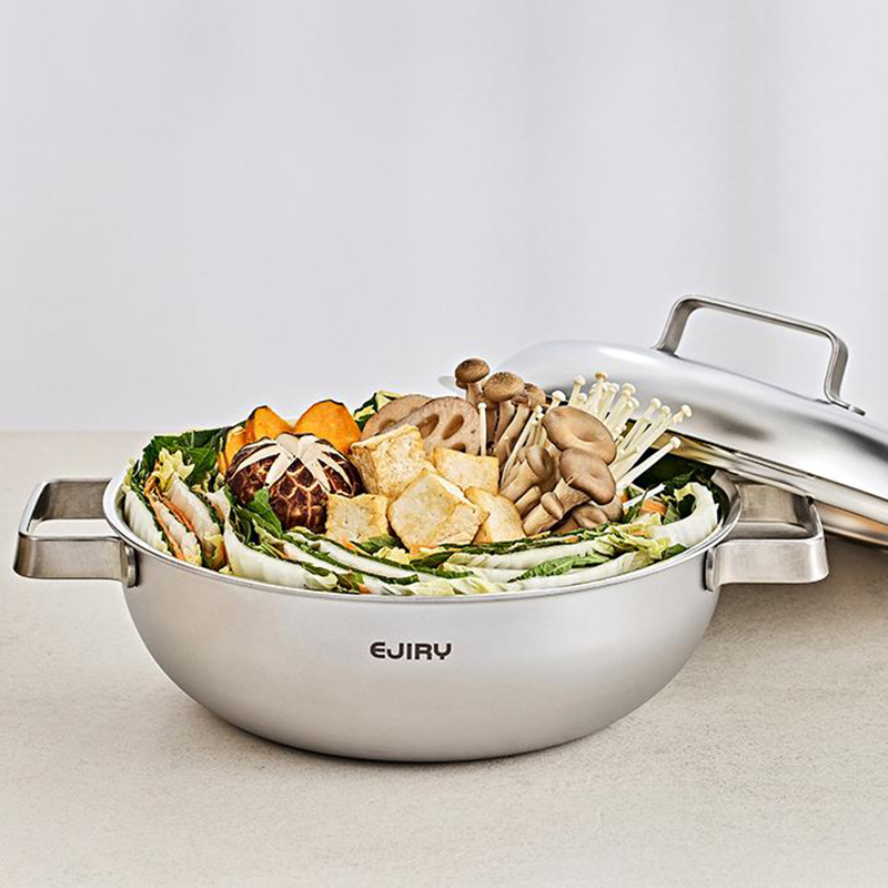 제노 인덕션 316스텐 통5중 무연마 쇼트 찜솥 스티머포함 파티웍 24cm - 상세 이미지 2