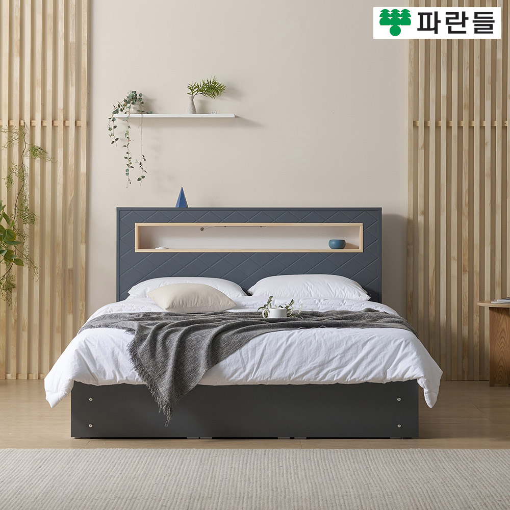 파란들가구 편백 LED 사선무늬헤드 서랍수납 침대프레임 이미지 6