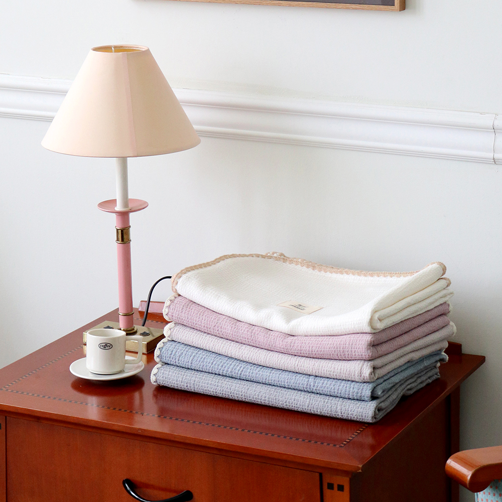 피넛버터젤리 모달 면 누빔 삼중직 블랭킷 피그먼트 여름 얇은 대형 무릎 담요 100x140