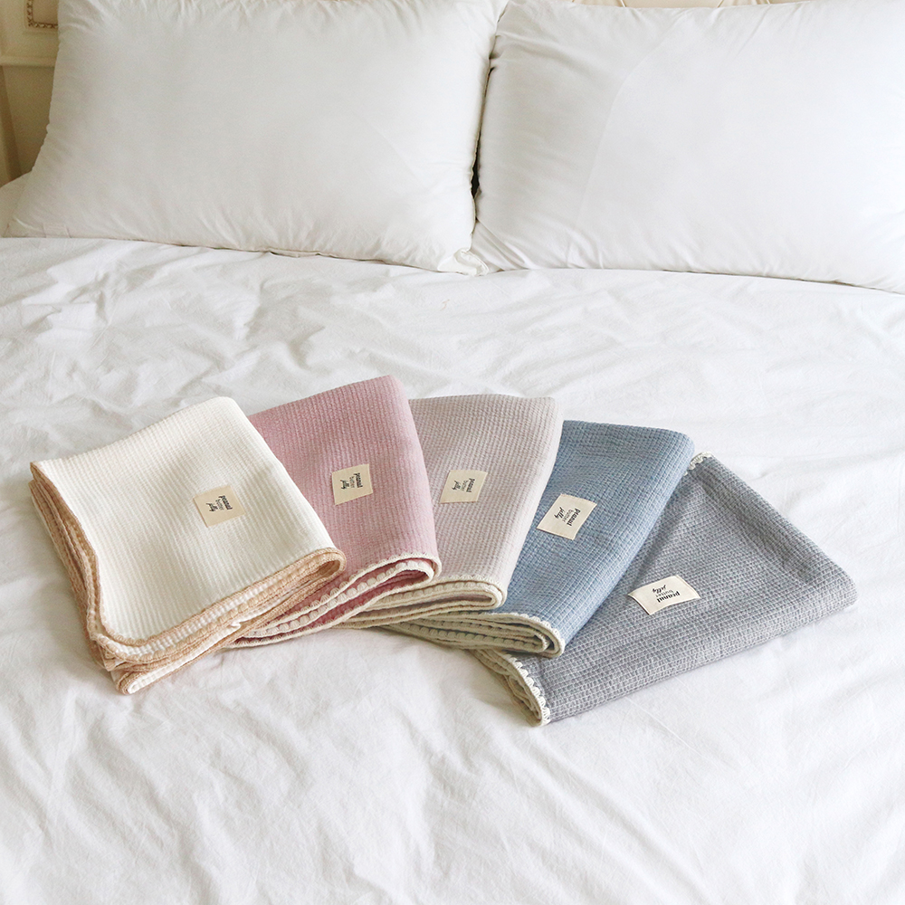 피넛버터젤리 모달 면 누빔 삼중직 블랭킷 피그먼트 여름 얇은 대형 무릎 담요 100x140