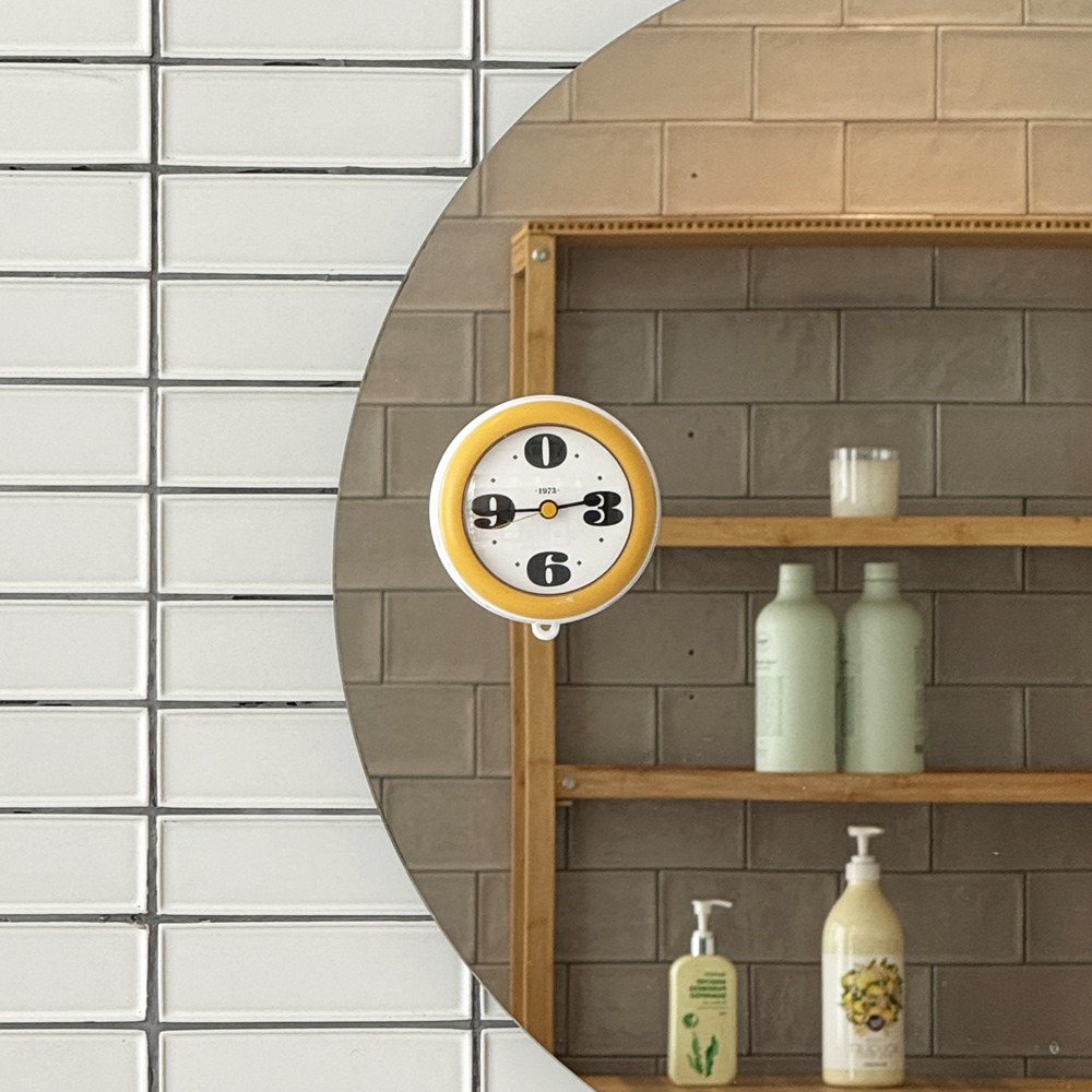 글래스 크로노 클락 방수 욕실시계 흡착식 무소음 벽시계