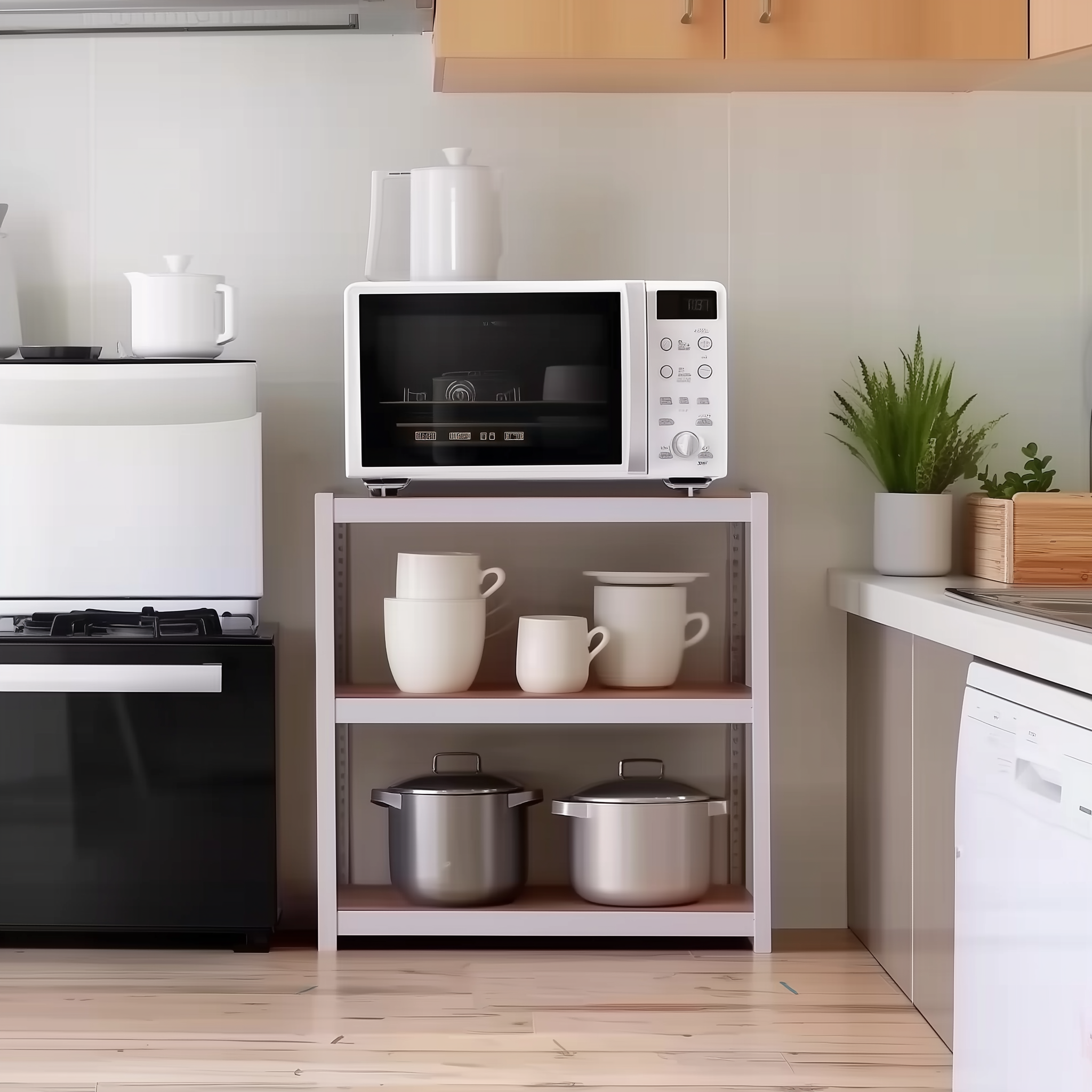 광파오븐장 렌지장 오븐 선반 다이 받침대 거치대 전자 렌지대 3단 12T합판 303075