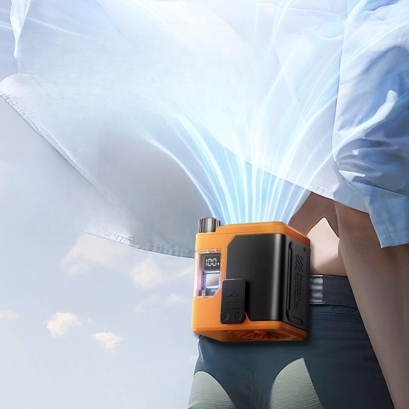 허리걸이형 선풍기 휴대용 냉각 무선 클립 USB 냉방 충전 작업용 핵무기 오렌지-36시간 사용 10000mAh - 상품 이미지