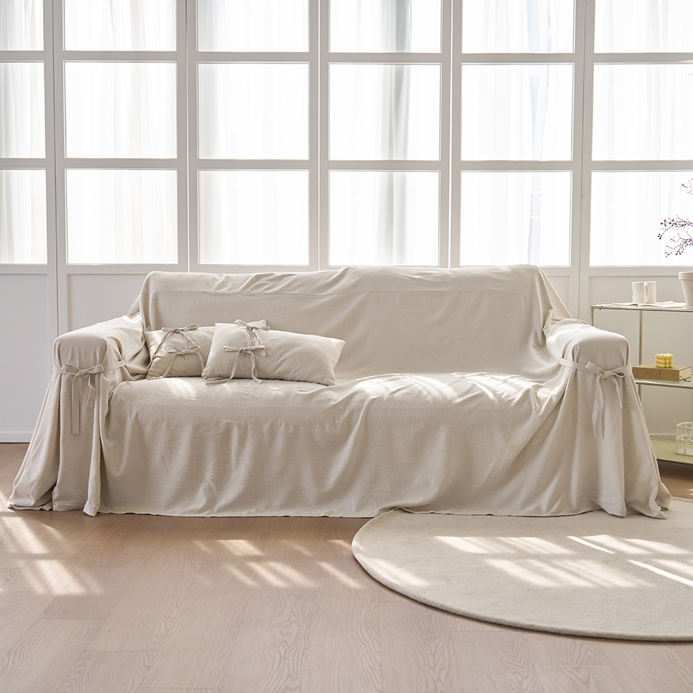 내추럴 린넨 쇼파커버 소파가리개 천갈이 바닐라 1 2인용