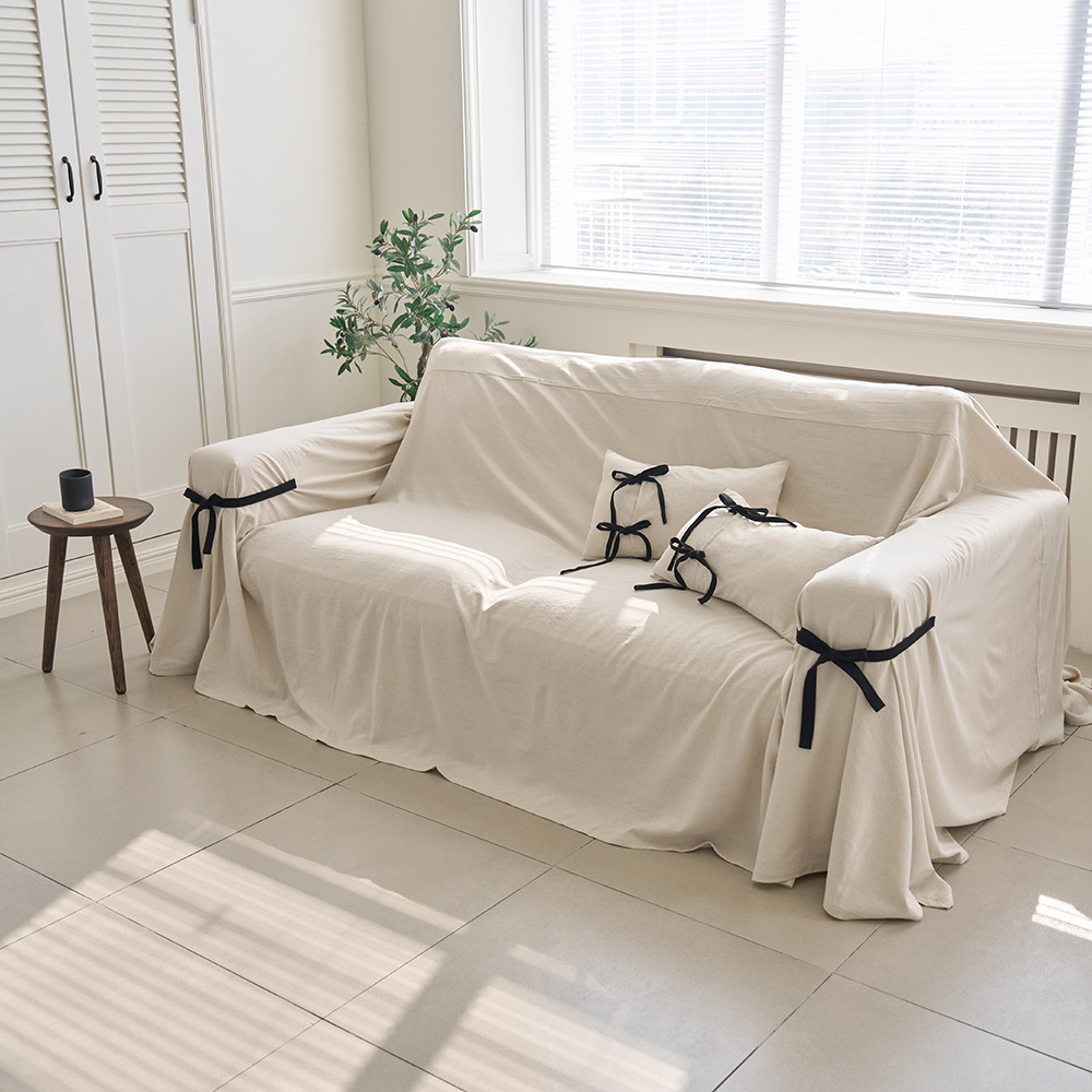 내추럴 린넨 쇼파커버 소파가리개 천갈이 바닐라 1 2인용