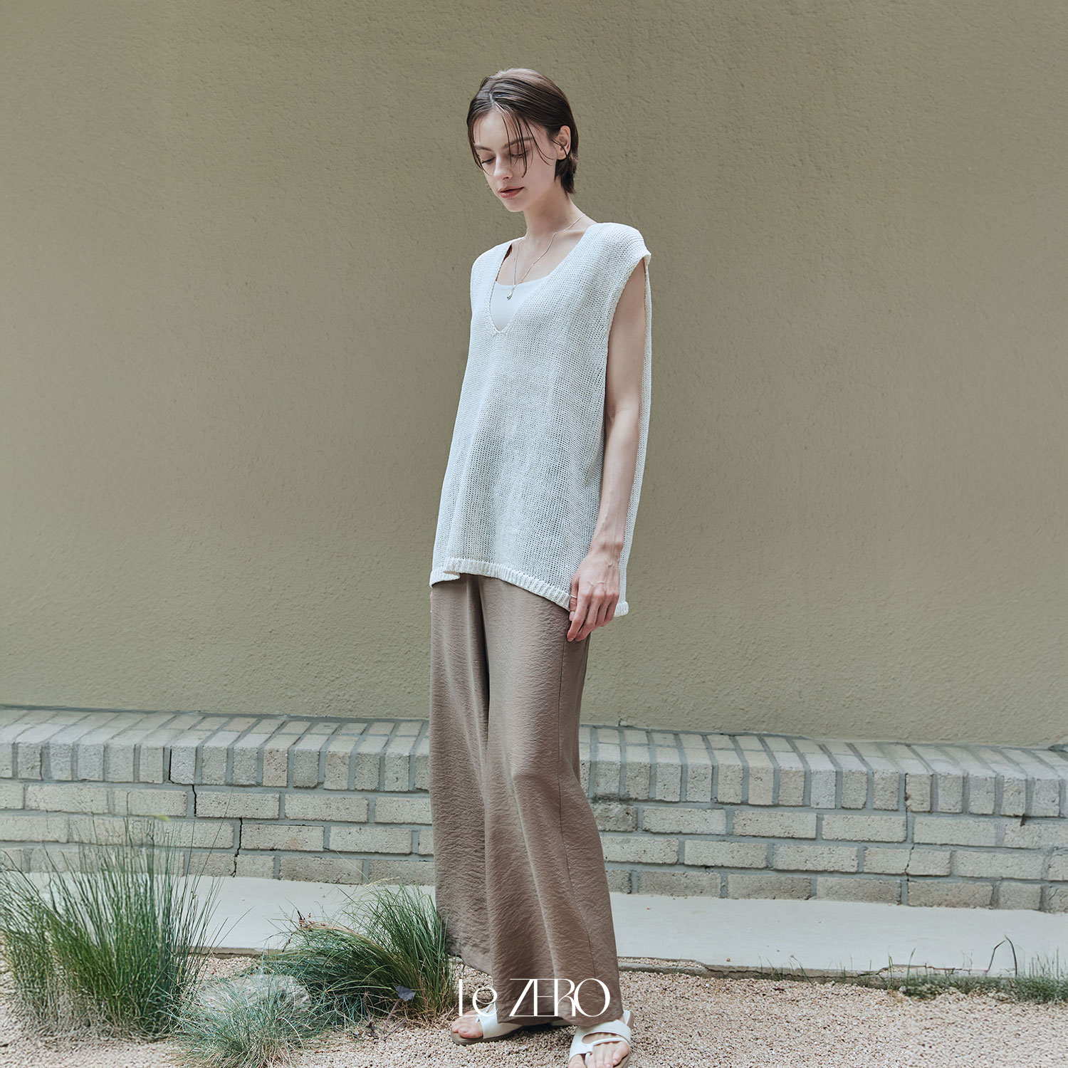 [제로스트릿] 르제로 아이스 브리즈 브이넥 베스트 LeZERO ICE BREEZE V-NECK VEST / IVORY - 상세 이미지 3