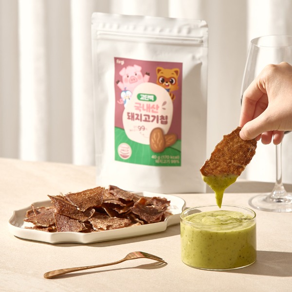 퍼기 무항생제 국내산 돼지고기칩 아기 유아 간식 (1봉,40g)