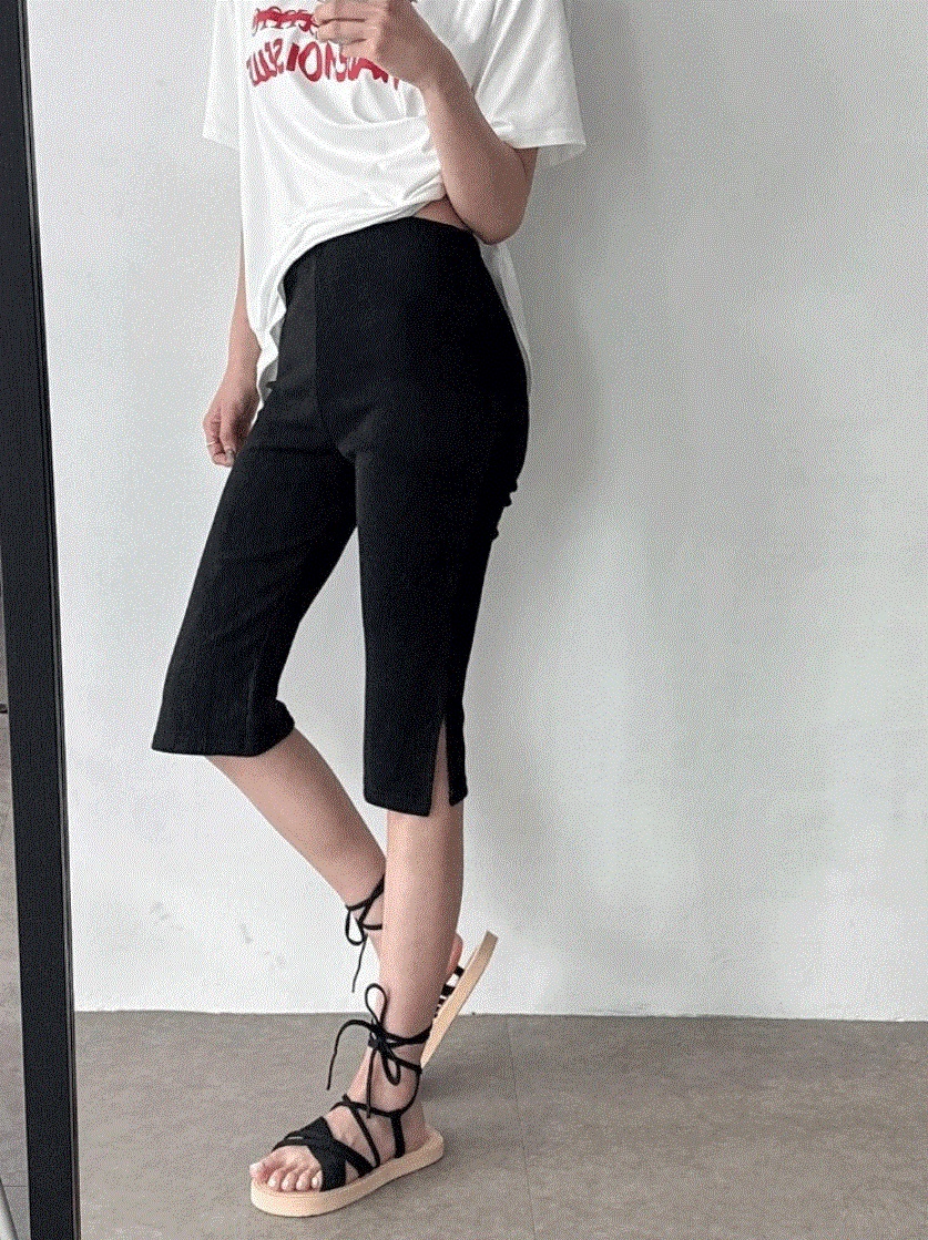 바이커팬츠 밴딩 카프리팬츠 여성 반바지 여름바지 - 상세 이미지 3