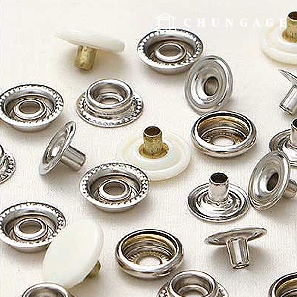 도트단추 똑딱이 금속 뚜껑 자쳇 점퍼 스냅 컬러 플라스틱 15mm 크림 47427 - 메인 이미지