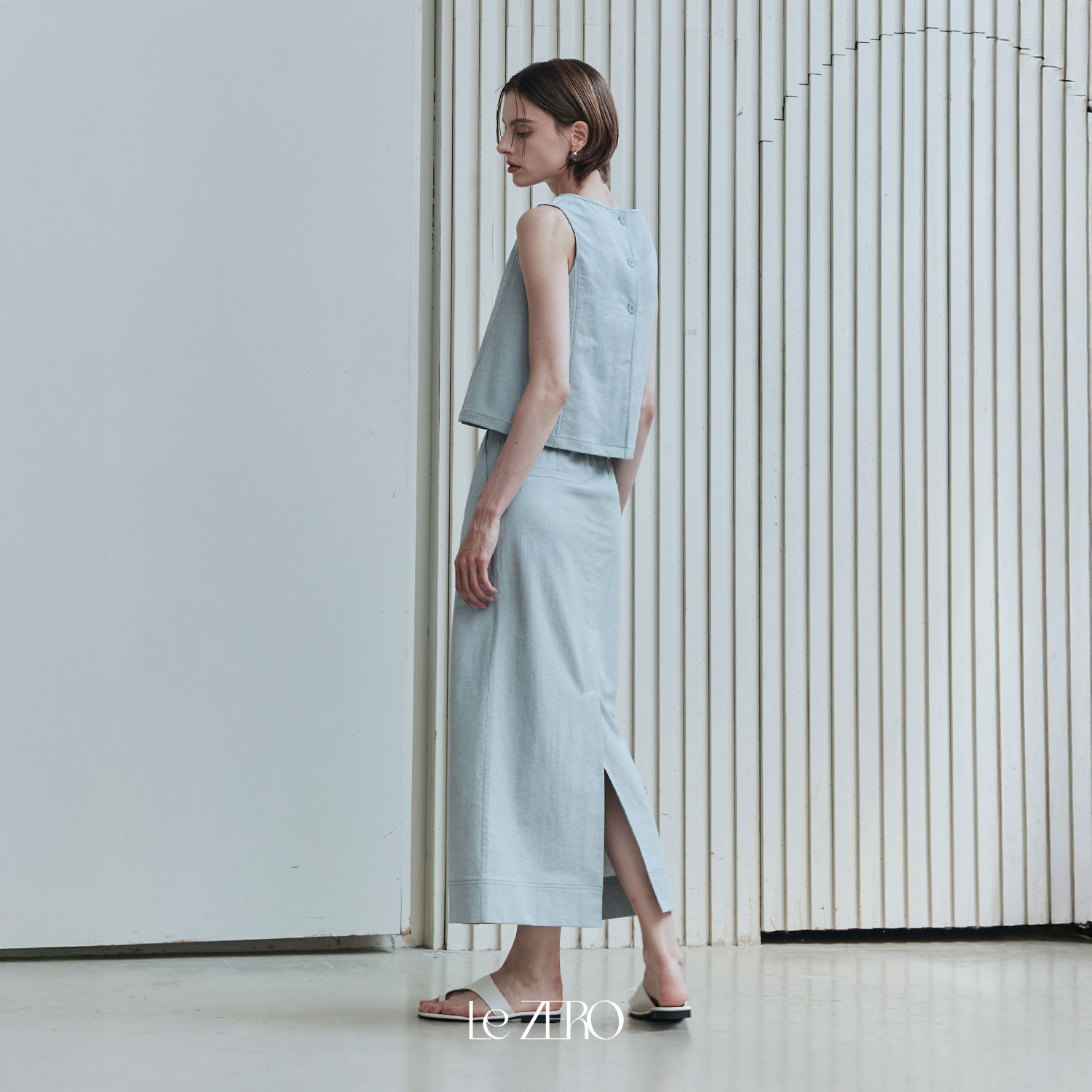 [제로스트릿] 르제로 스티치 롱 스커트 LeZERO STITCH LONG SKIRT / BLUE - 상세 이미지 3