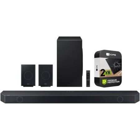 Samsung [해외]삼성 HW-Q990C 11.1.4 ch 무선 돌비 애트모스 사운드바 및 후면 스피커 번들, 2년 CPS 향상 보호 팩 포함