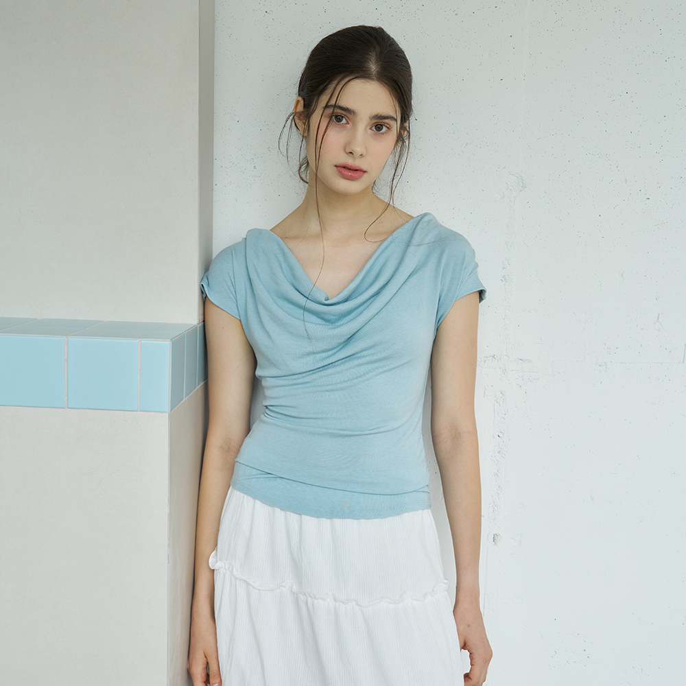 DRAPED HALF SLEEVES T-SHIRT (3COLOR) - 상세 이미지 3