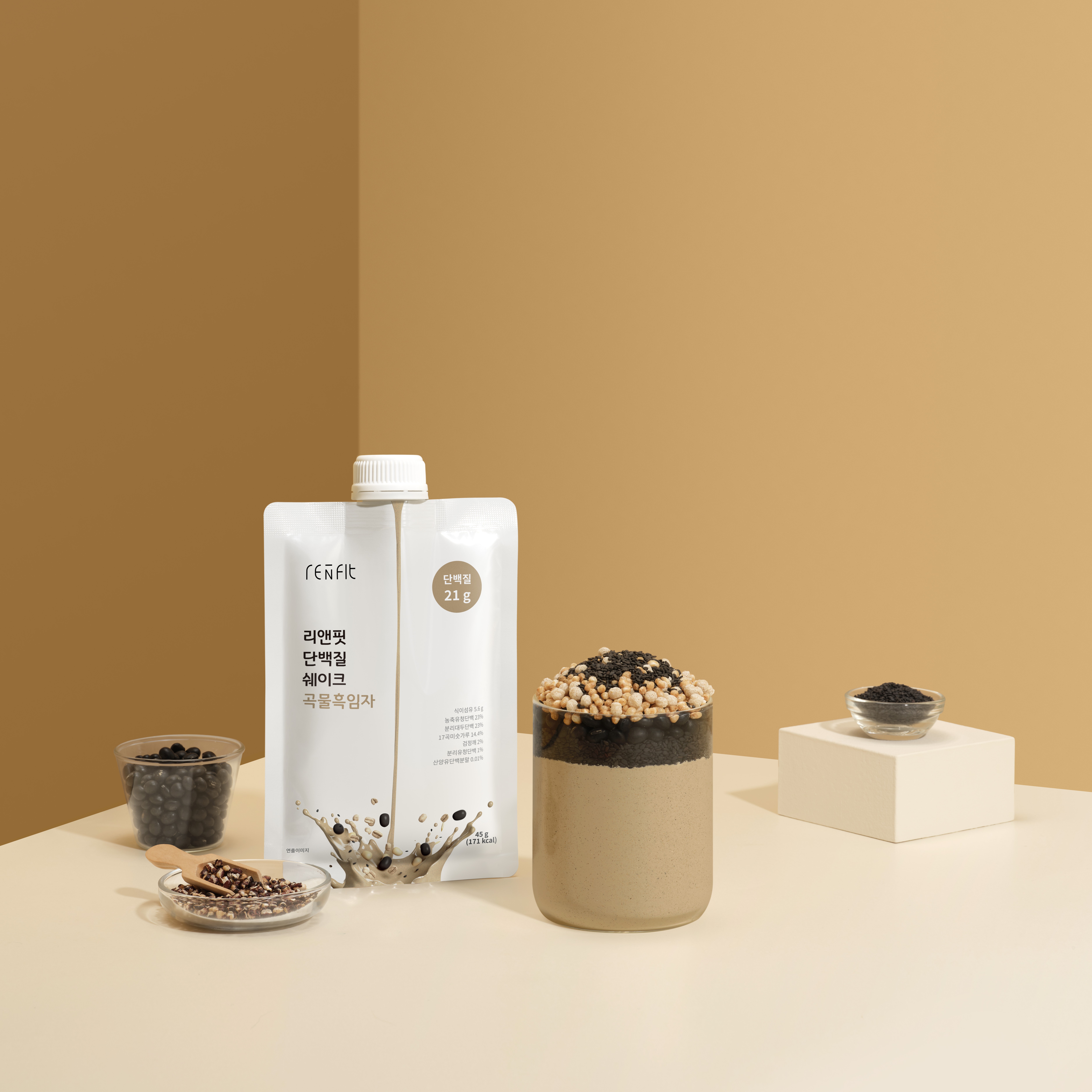 리앤핏 홍진경 단백질 쉐이크 파우치 5종 곡물흑임자, 45g, 7개 이미지 2