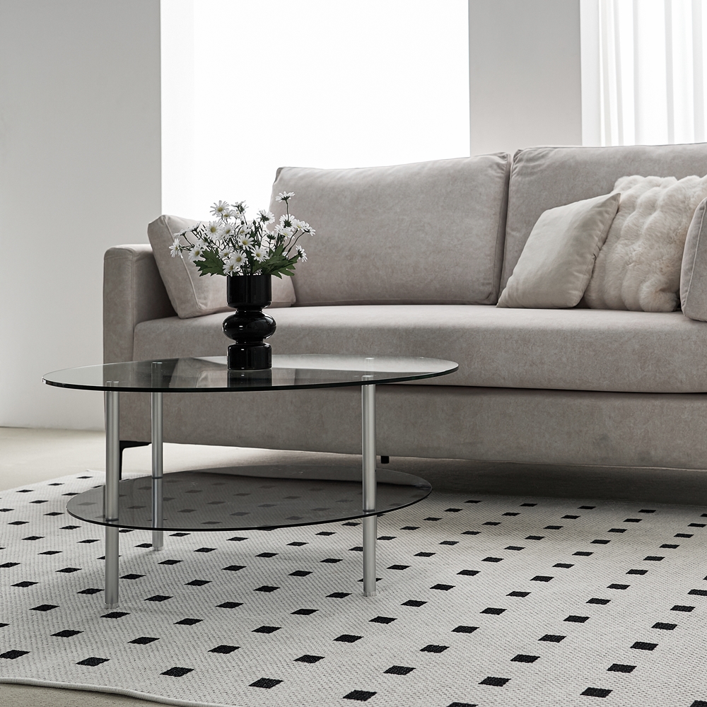 클라르 좌식 높은 유리 소파 테이블 식탁 낮은 원형 쇼파 800