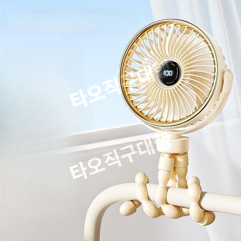 문어발선풍기 휴대용 거치형 미니선풍기 유모차 집게 무선 저소음 - 상품 이미지