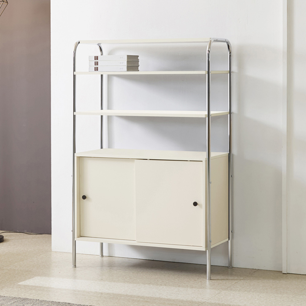 오누 슬라이딩 미드센츄리 모듈 다용도 슬라이드 수납선반장 850x385x1300mm, 5단, 블랙 - 상세 이미지 4