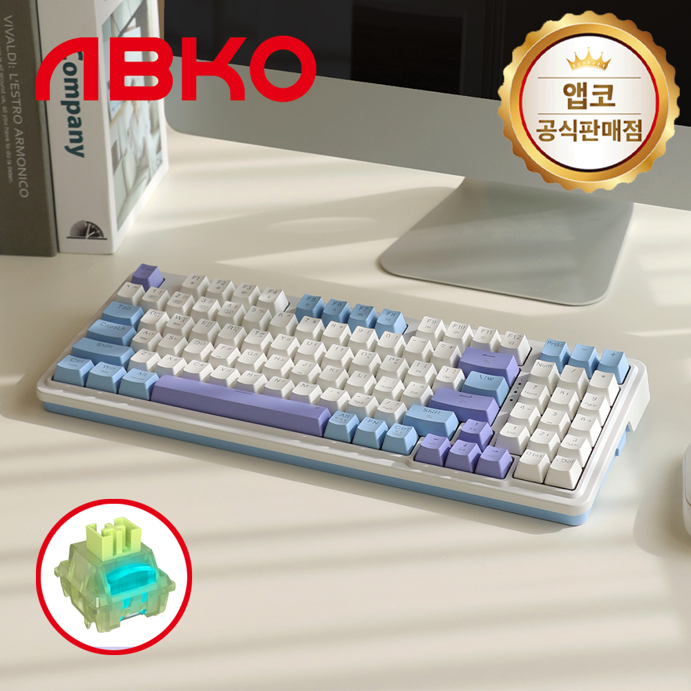 앱코 AK94BT 유무선 기계식 키보드 스카이블루, 라임축, 35g - 상품 이미지