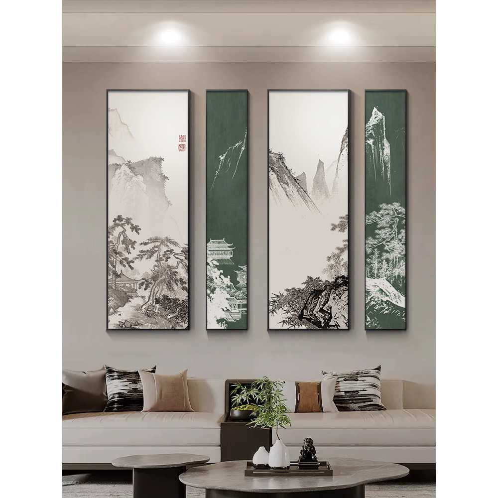 수묵 산수화 그림 액자 인테리어 홈데코 벽걸이 풍경 A (30x180)x2+(60x180)x2 - 상세 이미지 5