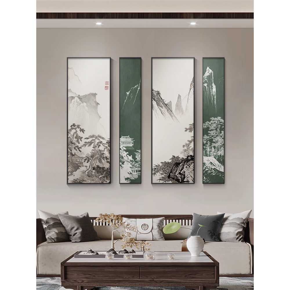 수묵 산수화 그림 액자 인테리어 홈데코 벽걸이 풍경 A (30x180)x2+(60x180)x2 - 상세 이미지 3