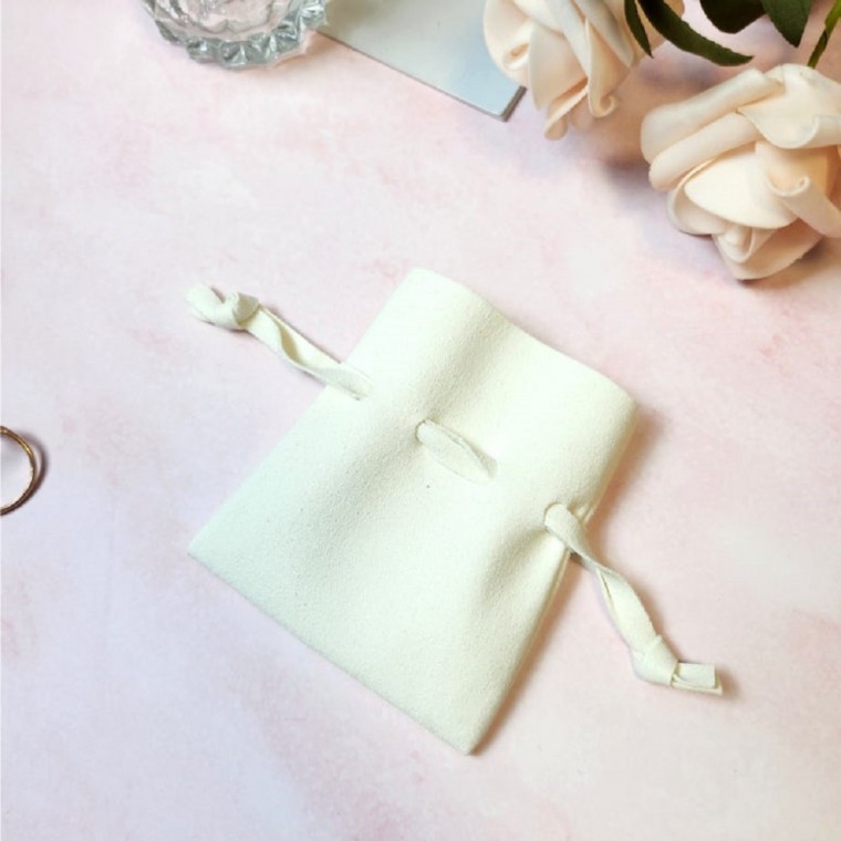 극세사 주얼리 주머니 7cmx8cm 화이트 복주머니 악세사리파우치 - 메인 이미지