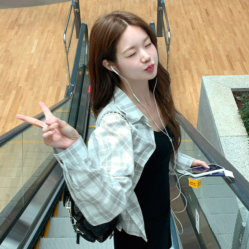 조이넬 체크 셔츠 버튼 나시 밴딩쇼츠 쓰리피스 세트 st2880 - 상세 이미지 5