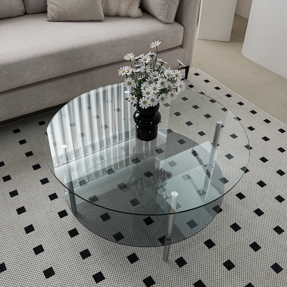 클라르 좌식 높은 유리 소파 테이블 식탁 낮은 원형 쇼파 800