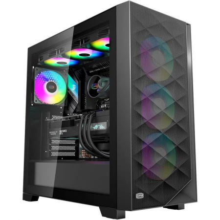 PCCOOLER [해외]PCCOOLER CPS - C3D510 ARGB 블랙 3개의 팬이 있는 게이밍 데스크탑 케이스 E-ATX/M-ATX/ITX 375MM 그래픽 카드 지원 리퀴드 쿨러 SPCC
