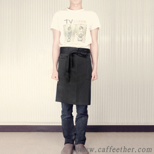 카페 바리스타 앞치마 허리끈 M 블랙 린넨 주방 면 - 상품 이미지