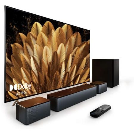 [해외]ULTIMEA 5.1 돌비 애트모스 사운드 바, 무선 서브우퍼, TV용 410W 피크 파워 서라운드 시스템, 스마트 베이스 부스트 및 조절 가능, 포세이돈 D60, 2024