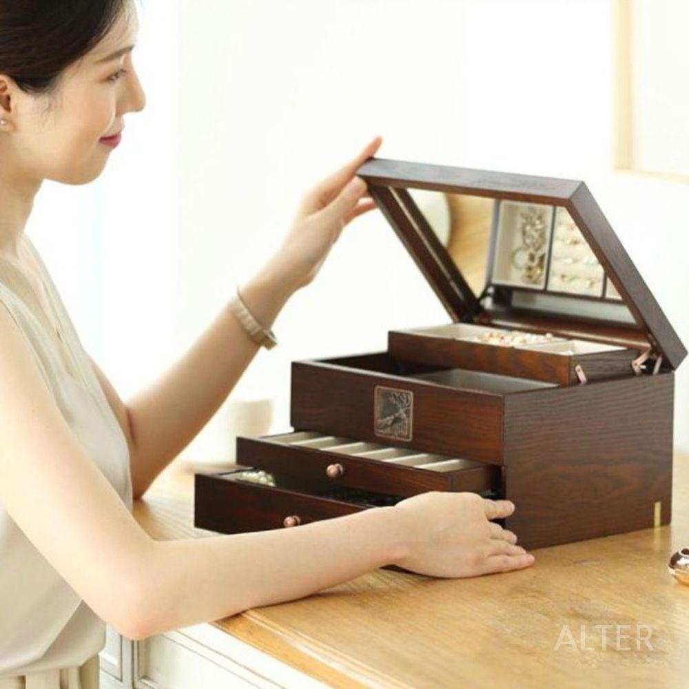 원목 보관함 목걸이 주얼리 액세서리 케이스 우드 보석 원목 2단 모델 - 상세 이미지 3