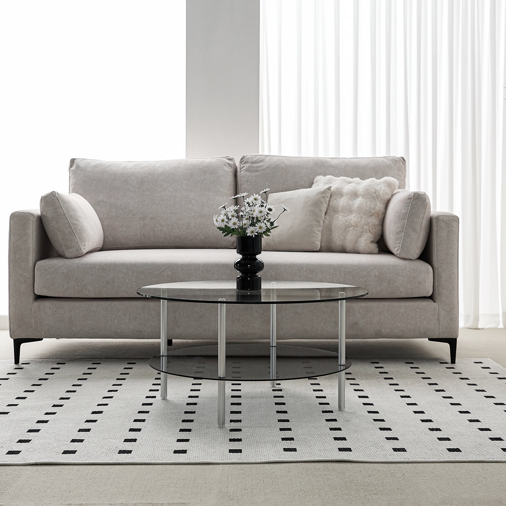 클라르 좌식 높은 유리 소파 테이블 식탁 낮은 원형 쇼파 800