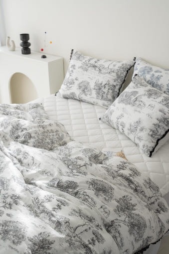 송화침장 몽슈 모달 뜨왈패턴 고급스러운 프랑스 풍경 먼지없는 알러지케어 모달100 침구