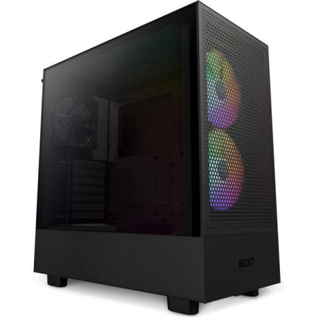 NZXT [해외]NZXT H5 플로우 RGB 컴팩트 ATX 미드 타워 PC 게이밍 케이스 – CC-H51FB-R1 - 고풍량 천공 전면 패널 강화 유리 측면 케이블 관리 F140 코어 팬