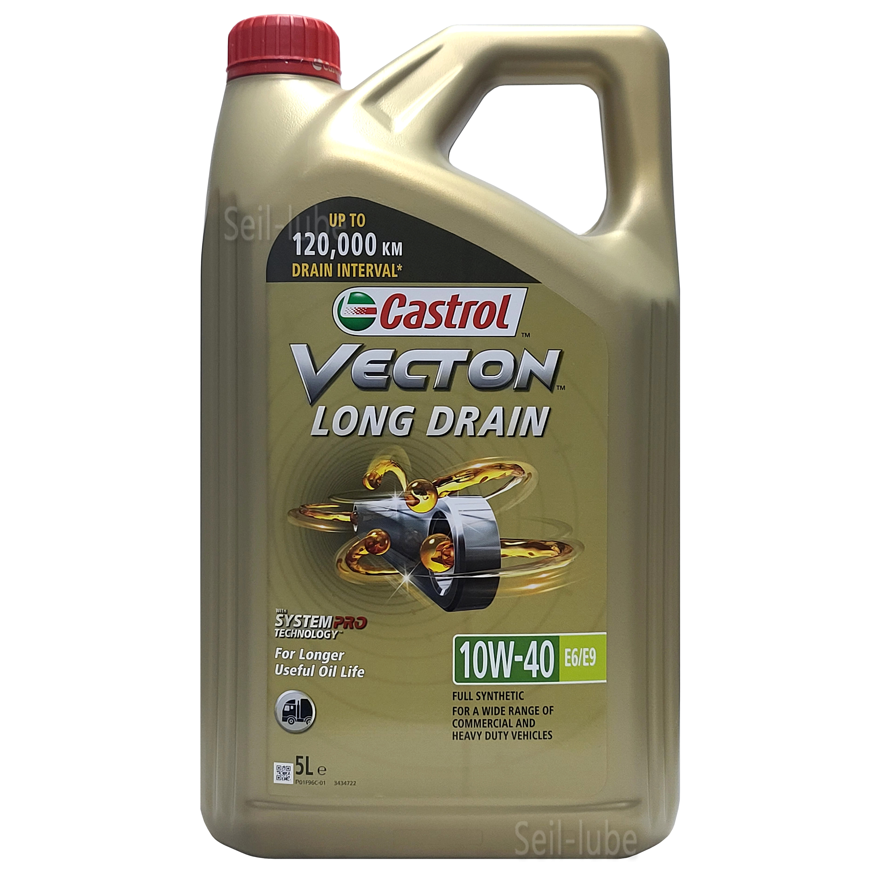 캐스트롤 벡톤 롱드레인 10W40 금색 5L x 4개 1박스 20L CJ-4 E6 상용차 100% 합성 장수명 디젤 엔진오일 (리무라 R6 급) 백톤 - 상세 이미지 3