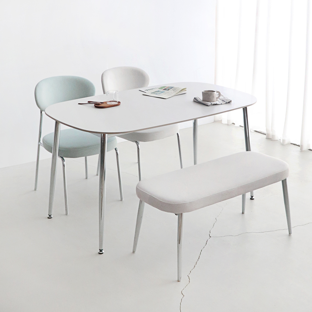 레오르 타원형 4인용식탁 세트 세라믹식탁 포세린 1200 의자2 벤치