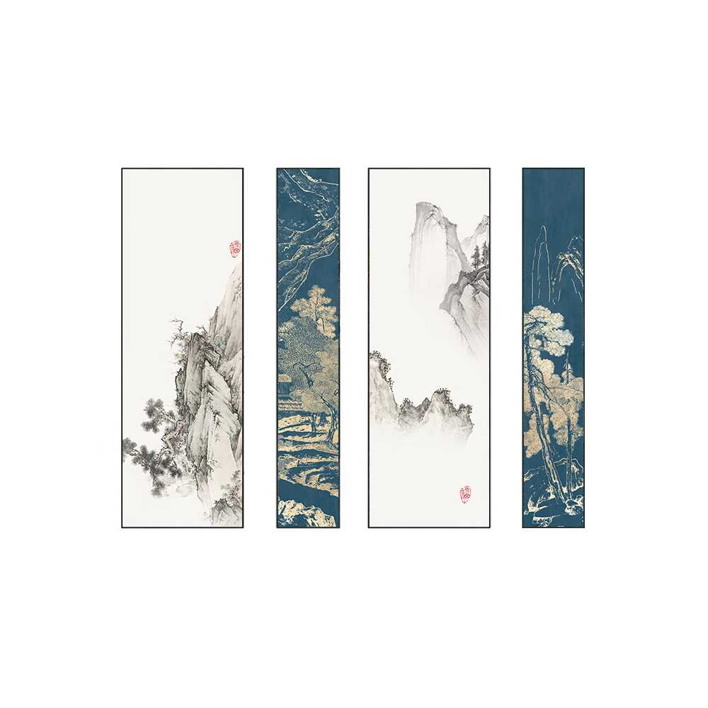 수묵 산수화 그림 액자 인테리어 홈데코 벽걸이 풍경 A (30x180)x2+(60x180)x2 - 상세 이미지 2