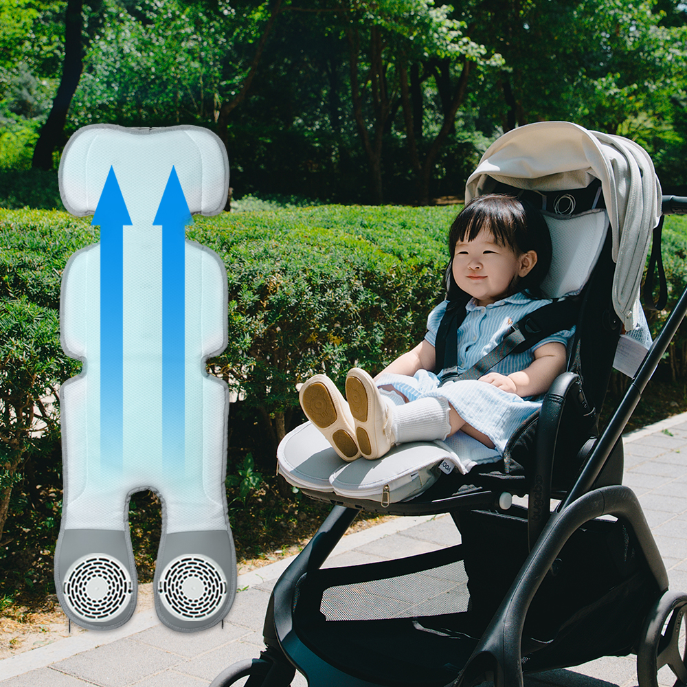 보아르 아가윈디 유모차 통풍 쿨 시트 2세대 듀얼팬 신생아 아기 쿨링 쿨매트 라이너