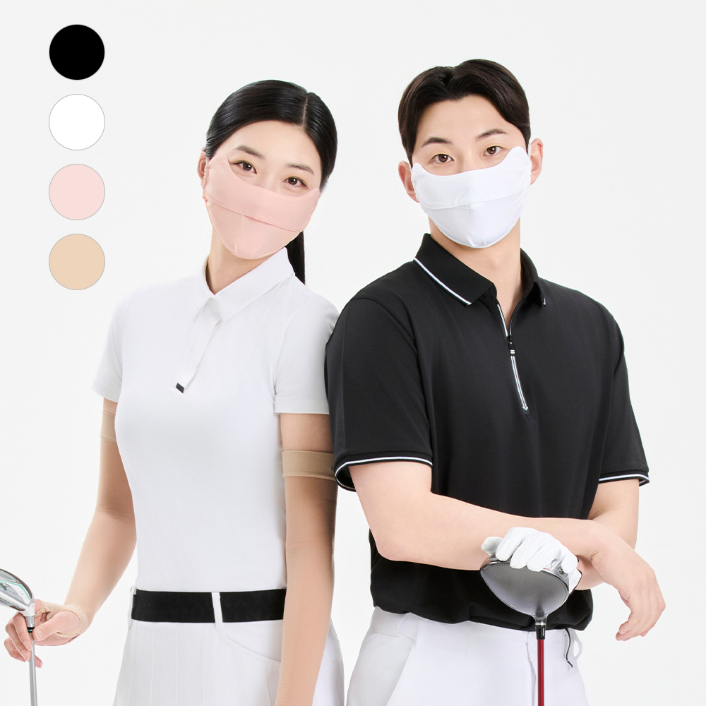 UV쉴드 여름 마스크 자외선차단 골프 테니스 등산 쿨 코뚫린 숨쉬기편한마스크 귀걸이형 - 상품 이미지