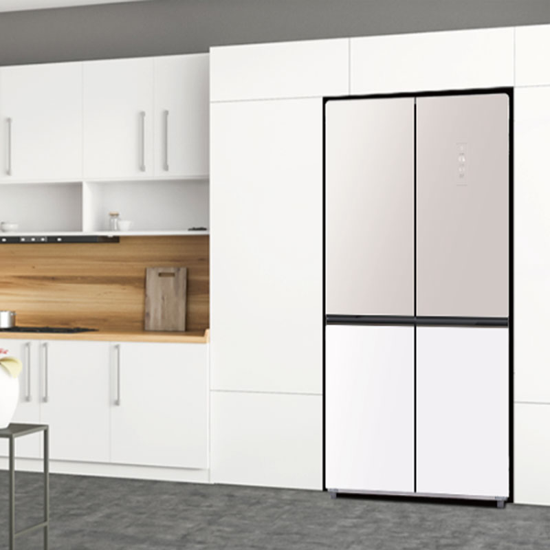 하이얼 글램글라스 4도어 양문형 냉장고 HRS445MNEW 433L 베이지