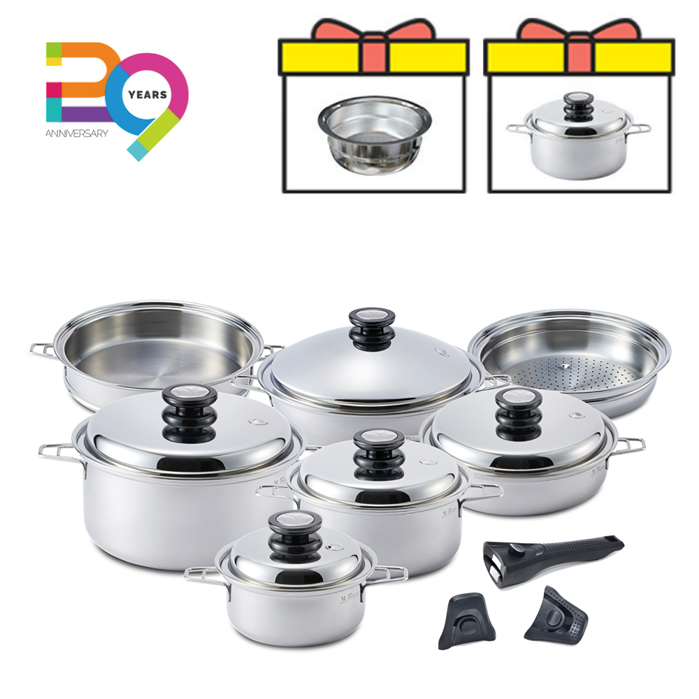 마마르떼 마스터세트+16냄비 뚜껑까지316Ti 프리미엄 티타늄 쿡웨어