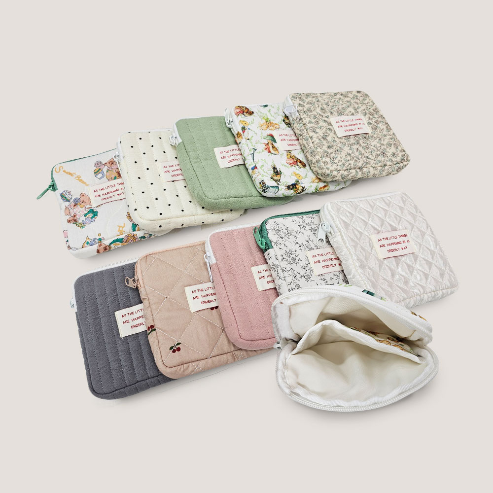 생리대 파우치 천 면 주머니 사각 소형 여행용 화장품 메이크업 미니