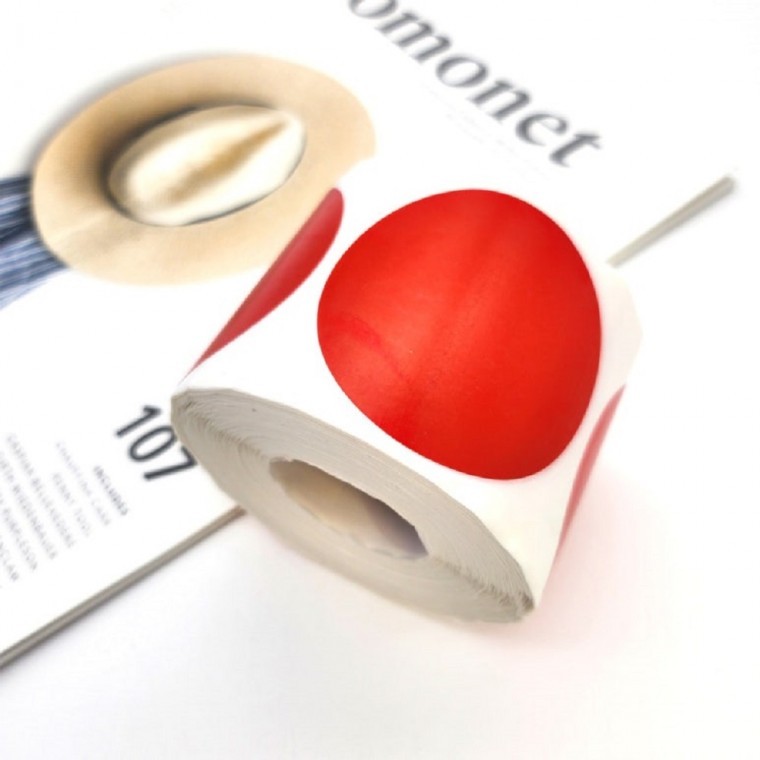 대형 컬러 원형 5cm 롤스티커 빨강 500매 1롤 원형스티커 롤스티커 - 상품 이미지