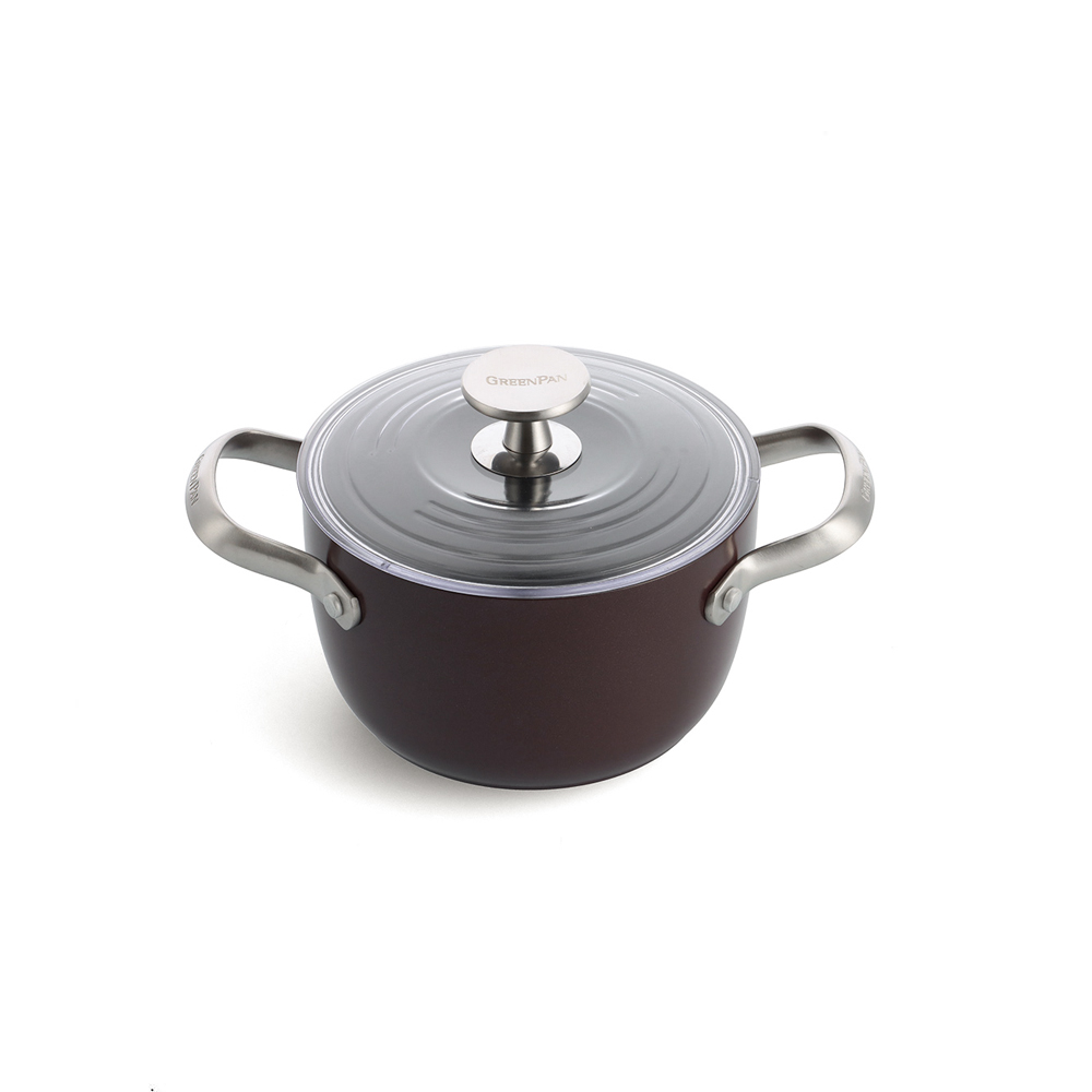 그린팬 파도바 세라믹 논스틱 코팅 인덕션 실버 멀티쿠커 솥밥 주물냄비 1.8L, 초코릿 트러플